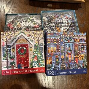 Galison puzzle bundle of 2 - winter theme winter Christmas Street